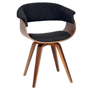Summer Mid-Century Dining Chair: Bucket Seat in Varied Upholstery with Walnut Frame