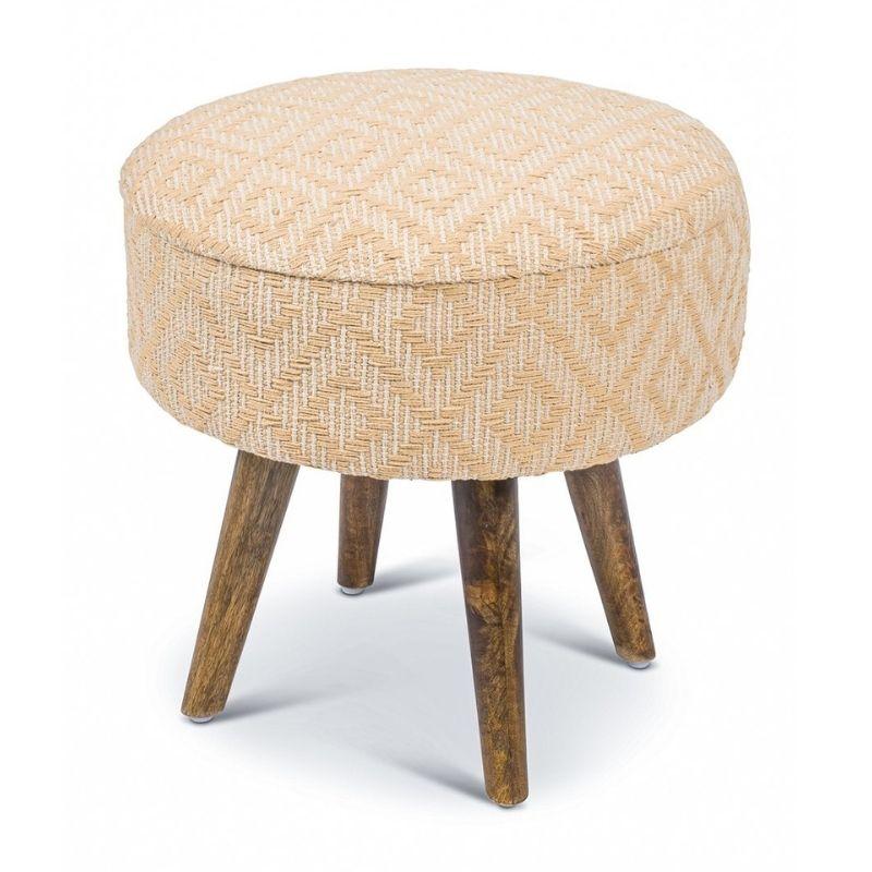 Front view of Handwoven Yellow Diamond Small Oversized Stool.