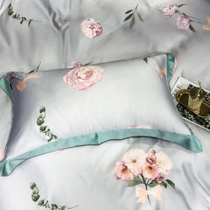 Top view of pillow cover from Front view of Pink Rose Duvet Cover Set.