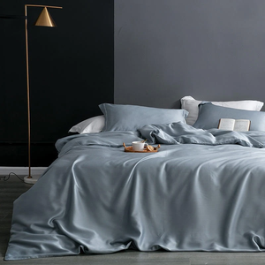 Front view of Karen Duvet Cover Set made of Lyocell in Steel Color.