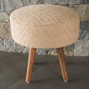 Handwoven Yellow Diamond Oversized Stool in a contemporary space.