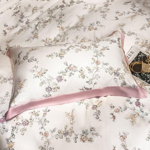 Top view of pillow cover from Pink Floral Duvet Cover Set.