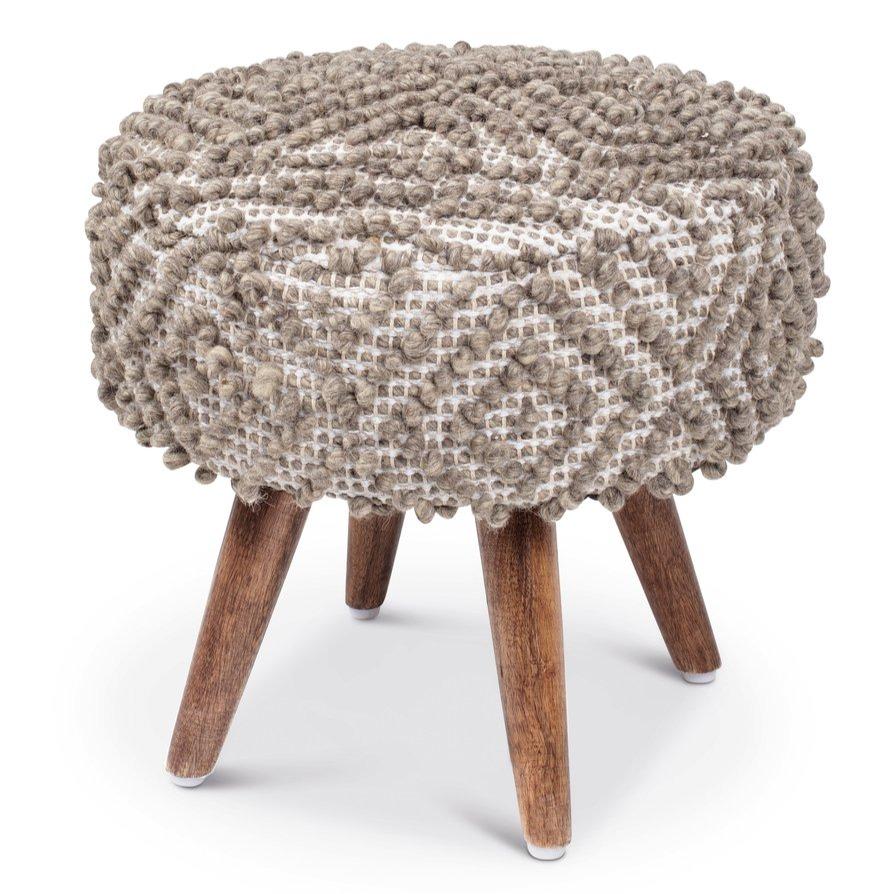 Handwoven Mocha Pattern Small Stool in Earthy Color.