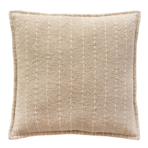 Hand Quilted Striped Cotton Pillow in Beige Color.