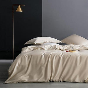 Front view of Karen Duvet Cover Set made of Lyocell in Cream Color.