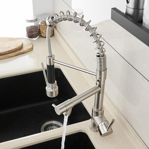 Top view of Neil Pull-Down Springs Sprout Kitchen Sink Faucet in brushed nickel color.