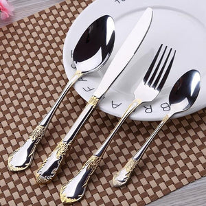 Four pieces of 24 from the Elizabeth Silver Stainless Steel Flatware Set.