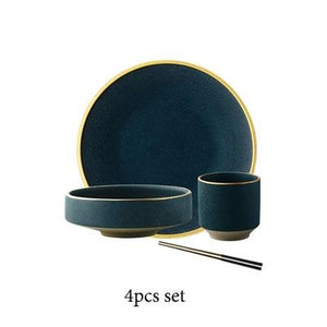 Galileo Tableware 4 Piece Set. 1 Plates, 1 Bowl, 1 Cup, & 1 Chopstick.