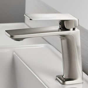Mary Single-Hole Bathroom Faucet in brushed nickel color.