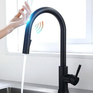 Albert Black Color Touch Sensor Pull Down Kitchen Faucet.