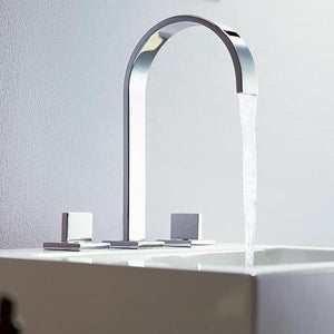 Front view of Paul Dual-Handle Three-Hole Bathroom Faucet in chrome color.