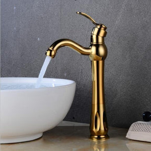 Lily Single-Hole Vintage Bathroom Faucet in gold color.