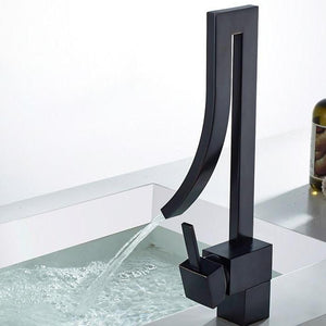 Rear view of Martina Single-Hole Bathroom Faucet in black color.