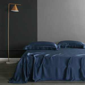 Flat bed sheets in navy color.