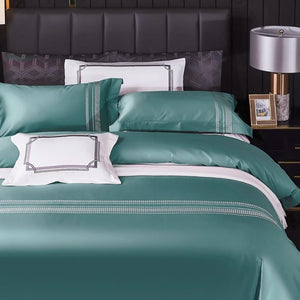 Evelyn 1000TC duvet cover set, made of Egyptian Cotton featuring long staple in bermuda color.