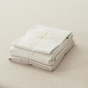 Olivia Ultra Soft Duvet Cover Set in cream color with buttons.
