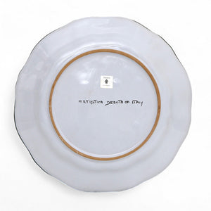 FAENZA-CARNATION: Pasta/Soup Scalloped Rimmed Bowl Plate WHITE CENTER