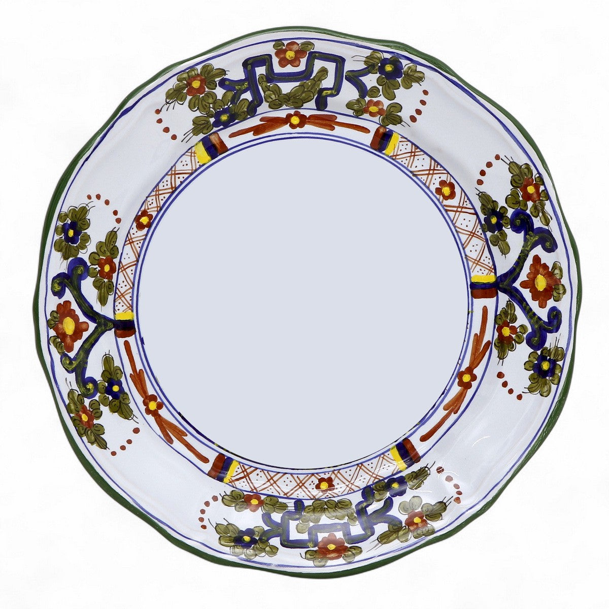 FAENZA-CARNATION: Scalloped dinner plate WHITE CENTER (11 D)