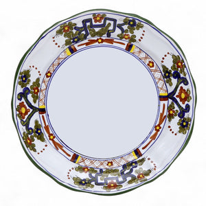 FAENZA-CARNATION: Scalloped dinner plate WHITE CENTER (11 D)