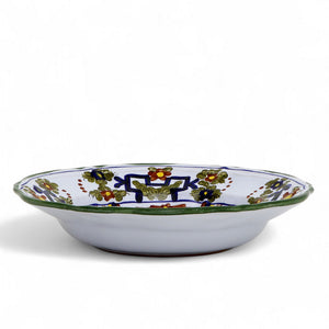 FAENZA-CARNATION: Pasta/Soup Scalloped Rimmed Bowl Plate WHITE CENTER