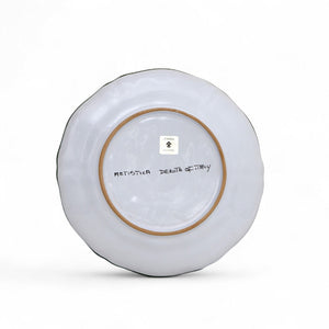 FAENZA-CARNATION: Scalloped salad plate WHITE CENTER (8'' Diam.)
