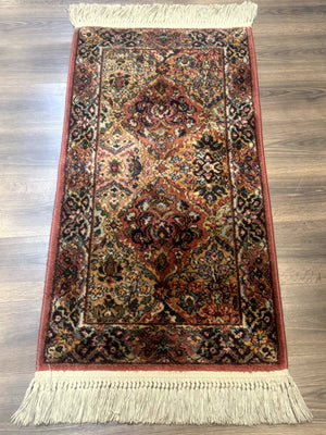 Karastan Rug 2x4 Multicolor Panel Kirman #717, Original 700 Series, Wool Pile Vintage Discontinued