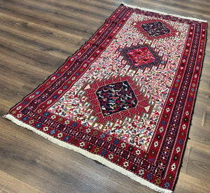 Persian Soumak Kilim Rug 4x6, Triple Medallions Tribal Pictorials, Caucasian Azerbaijani Kilim