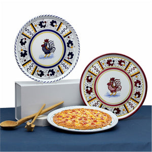 ORVIETO BLUE ROOSTER: Deruta Pizza Plate - Cake or Cheese Platter