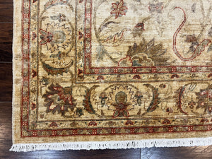 Peshawar Rug 6 x 9.6, Pakistani Chobi Carpet, Neutral Colors, Vintage Rug for Modern Home, Handmade Wool Rug, Beige