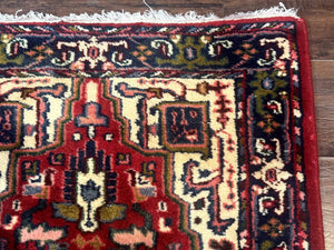 Indo Persian Heriz Runner Rug 3 x 17, Geometric Long Runner Carpet for Hallway, Medallions, Wool Runner Rug 3x17