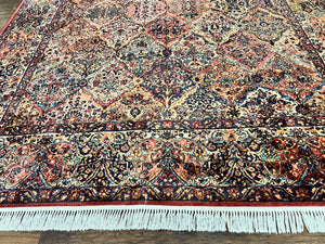 Antique Karastan Rug 8.8 x10.6 Multicolor Panel Kirman #717, Wool Karastan Rug, Vintage Multipanel Kirman, Original Collection 700 Series