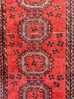 Afghan Rug 3x6, Semi Antique Vintage Oriental Carpet, Wool Handmade Red Rug, Tribal Rug, Afghan Beshir Rug