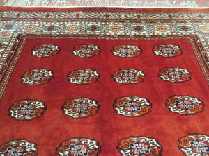 7' X 9' Vintage Handmade Bokhara Turkoman Pakistan Wool Rug Carpet Nice
