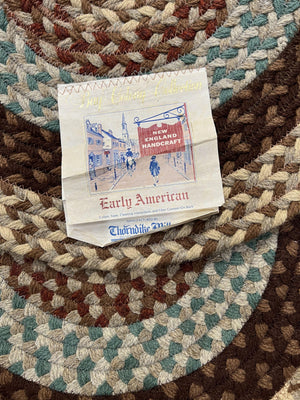 American Braided Rug 2x4 ft Oval Rug, Multicolor Oval Rug, Oval Braided Rug, Hand Woven, Vintage Braided Rug, Small Braided Rug
