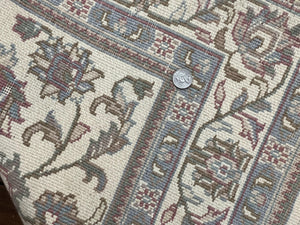 Indo Persian Rug 4x6, Vintage Handmade Wool Carpet, Floral Allover Pattern, Beige, Pair A
