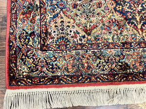 Karastan Multicolor Panel Kirman Rug #717, Wool Karastan Rug 5.9 x 9, Vintage Multipanel Kirman, Original Karastan Collection 700 Series