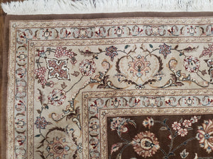 Vintage Pak-Persian Area Rug 9x12, Wool Hand-Knotted Spice Brown & Ivory Traditional Fine Oriental Carpet, Pakistani Carpet, 9 x 12 Fine Rug