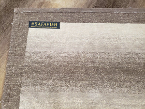 Vintage Safavieh Tibetan Indian Rug 6x9, Nepal Rug, Handmade, Striped Rug, Brown & Beige, 6x9 Oriental Carpet, Wool, Soft