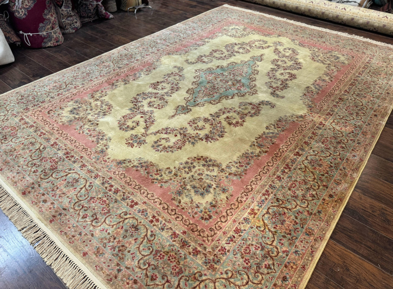 Karastan Rug 8.8 x 12, Pastel Ivory Kirman Rug #784, Wool Karastan Carpet, Original 700 Series, Vintage Karastan Area Rug, Discontinued
