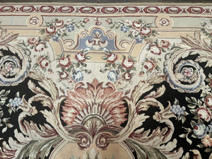 Wonderful Needlepoint Rug 10x14, Large Aubusson Carpet, Floral, Elegant, European Design