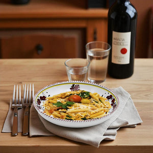 ORVIETO RED ROOSTER: Risotto/Pasta/Cioppino round shallow coupe bowl