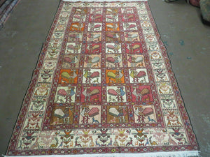 4' X 6' Vintage Russian Kilim Handmade Flat Soumak Weave Silk Wool Rug Organic