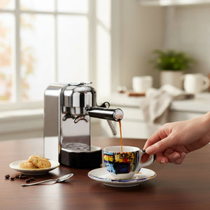 MODERNA: Espresso Coffee Cup and Saucer - Crisalide Design by L. Centinaro
