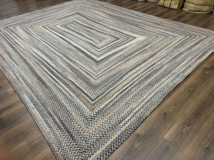 Large American Braided Rug 10x13, Multicolor, Vintage Braided Carpet, Rare Size