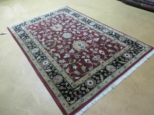 4' X 6' Handmade Finely Knotted Indian Agra Pattern Wool Rug Nice