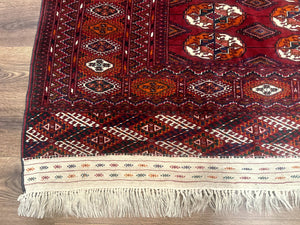 Persian Turkoman Rug 7x9, Red Tribal Carpet