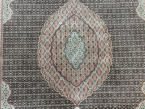 Fine Sino Persian Rug 9x12, Herati Mahi Pattern, Hand Knotted Wool Vintage Black Oriental Carpet 9 x 12 ft, Handmade Room Sized Rug, Nice