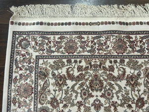 Small Turkish Silk Rug 2.6 x 4, Ivory, Allover Design, Bamboo Silk