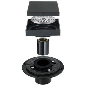 Oil rubbered bronze brass shower drain 4 inch square with ABS base