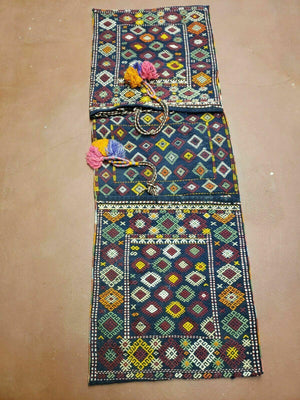 2' X 4' Handmade Turkish Tribal Kilim Wool Rug Double Saddle Bag Khorjin Nice
